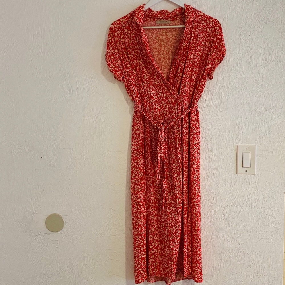 Francescas Bright Red Floral Midi Dress